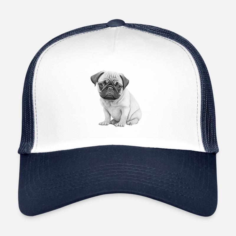 Mops-schablonen-design Weiß Und Schwarz Trucker Cap