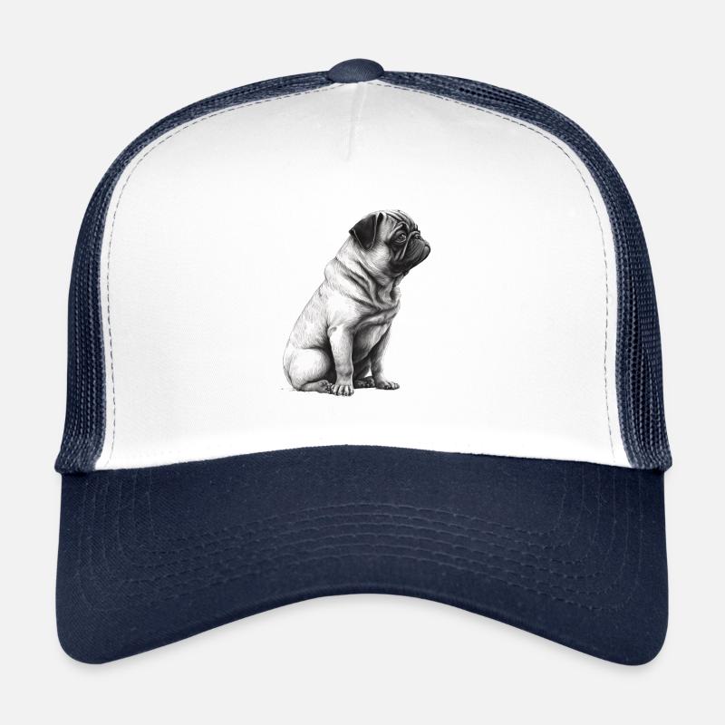Mops-schablonen-design Weiß Und Schwarz Trucker Cap