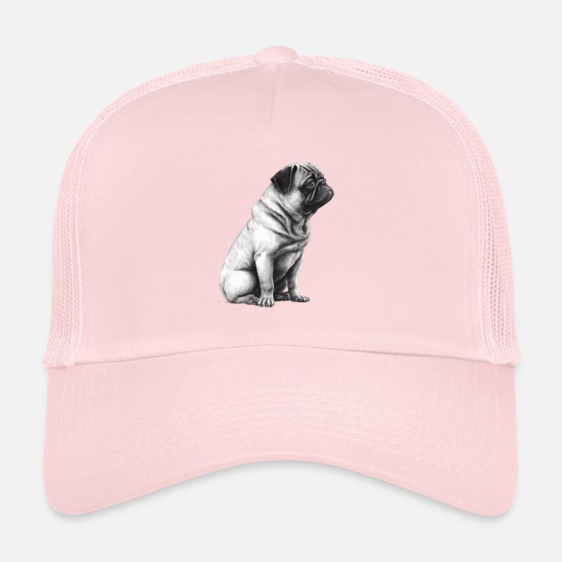 Mops-schablonen-design Weiß Und Schwarz Trucker Cap