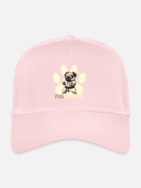 Jeu de mots pour chiot carlin - Casquette trucker  - rose pâle - Devant