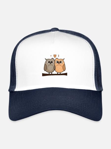 Owl Heart Valentine's Day - Trucker Cap - white/navy - Front