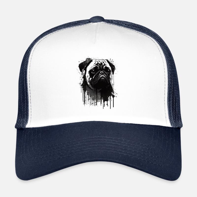 Mops Schablonen Design Weiß Und Schwarz Trucker Cap