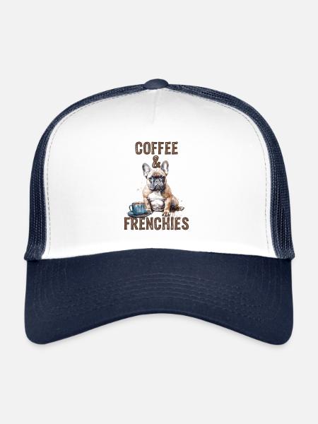 Café & Frenchies - Casquette trucker  - blanc/marine - Devant