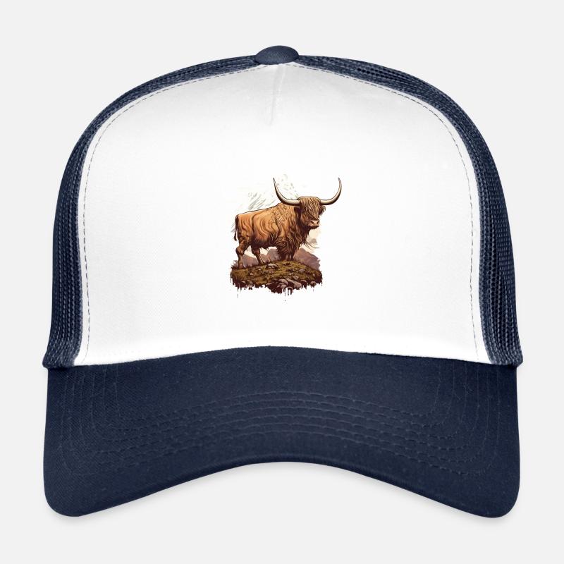 Vache des Highlands - Casquette trucker  - blanc/marine