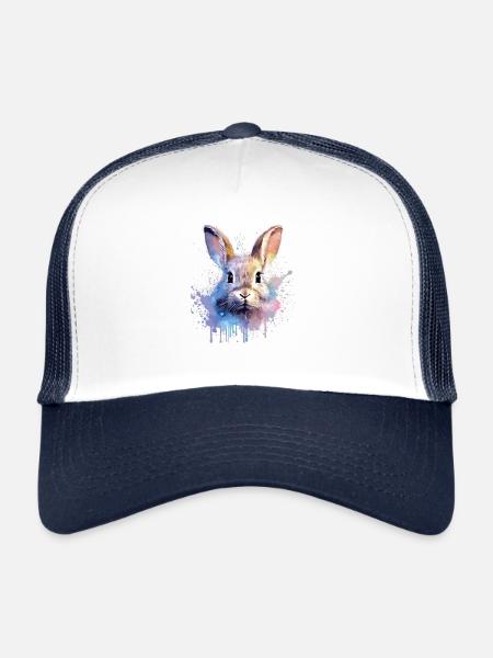 Drôle de lapin - design mignon pour - Casquette trucker  - blanc/marine - Devant