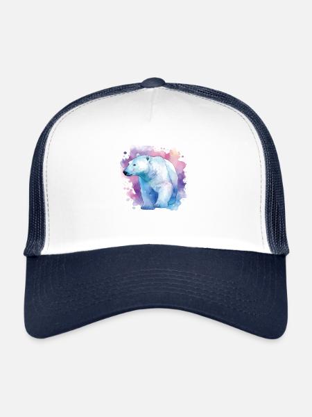 Colorful polar bear - awareness of climate change - Trucker Cap - white/navy - Front