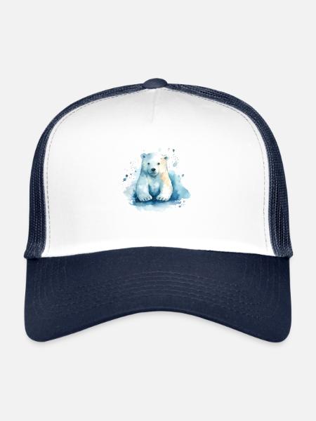 Colorful polar bear - awareness of climate change - Trucker Cap - white/navy - Front