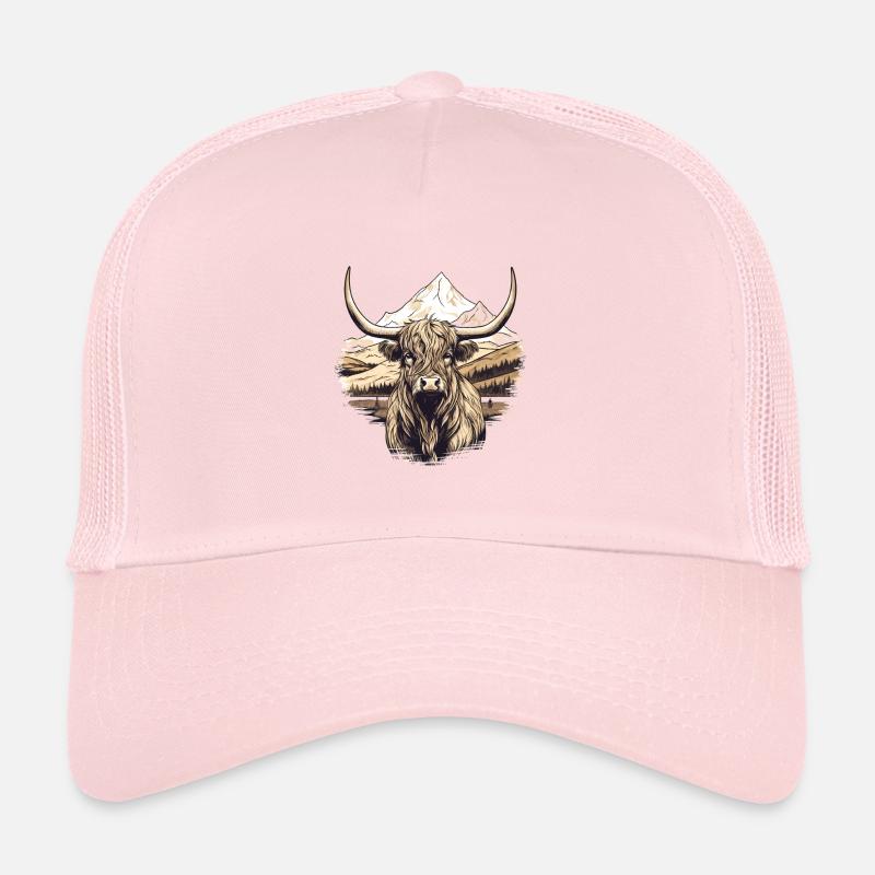 Rustikale Schottische Hochlandkuhlandschaft Und Trucker Cap