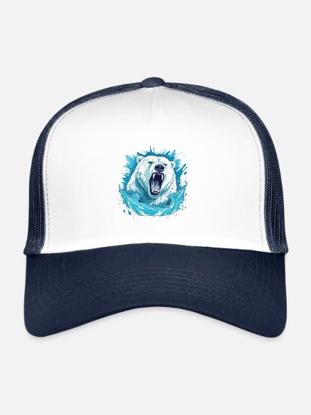 Polar Roar – Bluebear Art - Trucker Cap - white/navy - Front