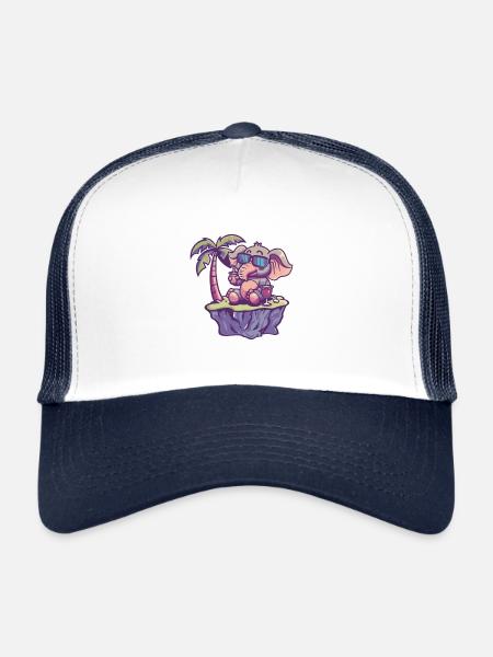 Palmier d’été de l’île Mammoth - Casquette trucker  - blanc/marine - Devant