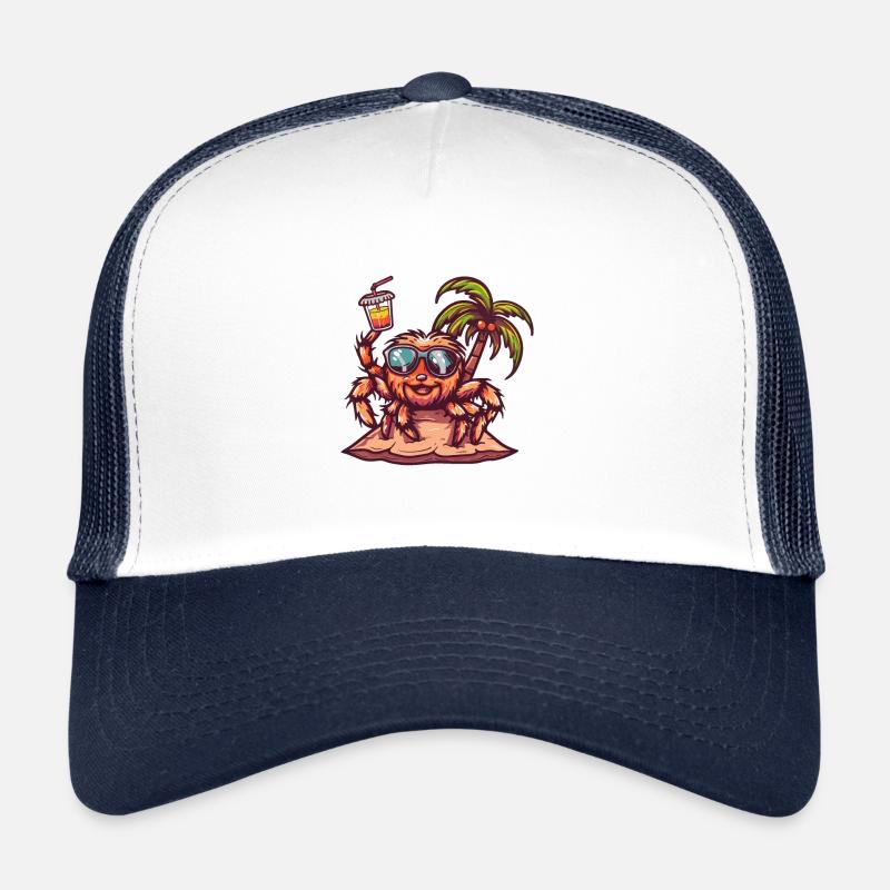 Tarantula Spinne Insel Sommer Palme - Trucker Cap - Weiß/Navy