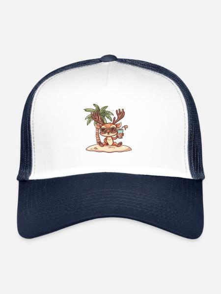 Palmier d’été de l’île Deer - Casquette trucker  - blanc/marine - Devant