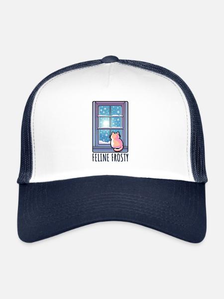 Délice félin givré - Casquette trucker  - blanc/marine - Devant