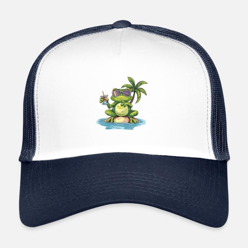 Vacances d’été de grenouille - Casquette trucker  - blanc/marine