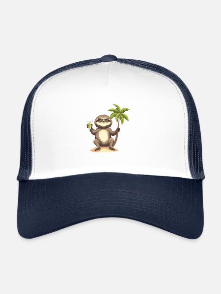 Vacances d’été de paresseux - Casquette trucker  - blanc/marine - Devant