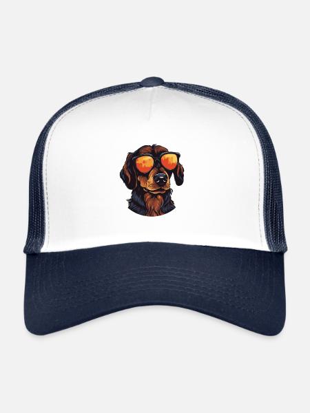 Teckel Tête De Chien Teckel - Casquette trucker  - blanc/marine - Devant