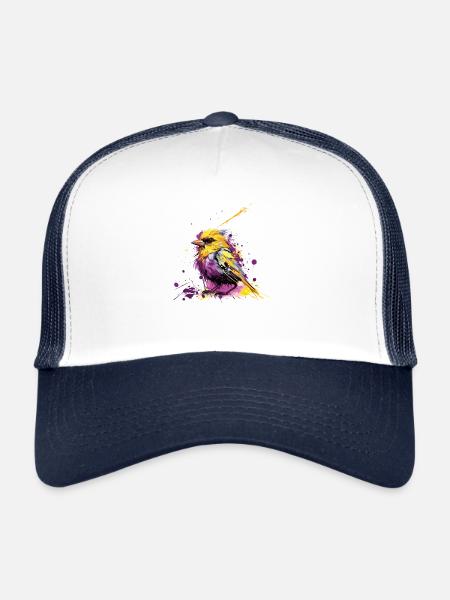 Chardonneret jaune - Casquette trucker  - blanc/marine - Devant