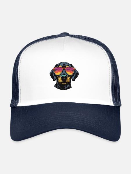 Teckel Tête de chien Teckel - Casquette trucker  - blanc/marine - Devant
