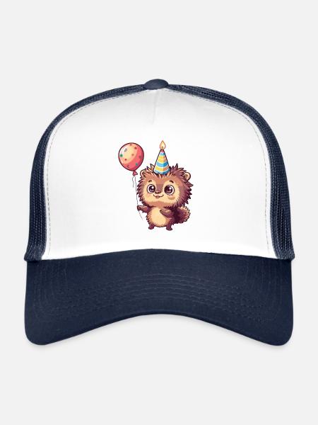 Hérisson Anniversaire Bande Dessinée - Casquette trucker  - blanc/marine - Devant