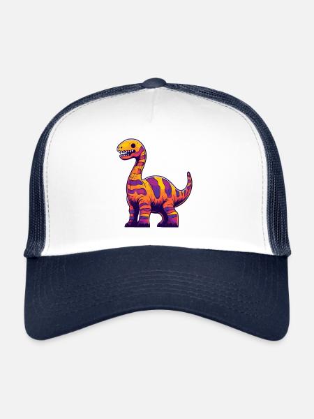 Dinosaur brontosaurus Halloween Funny - Trucker Cap - white/navy - Front