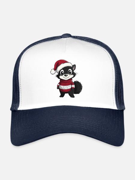 Bande dessinée de Noël Skunk - Casquette trucker  - blanc/marine - Devant