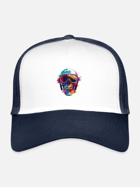 Ski Skull Ski Goggles - Trucker Cap - white/navy