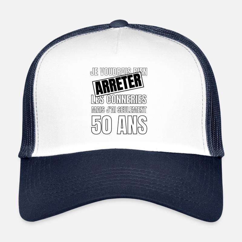 50 ans - Casquette trucker  - blanc/marine