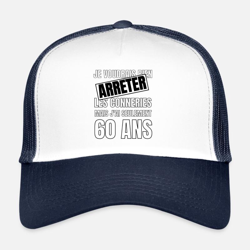 60 ans - Casquette trucker  - blanc/marine