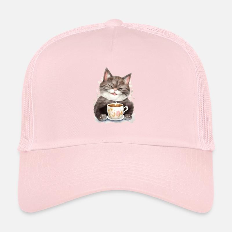 Katze mit Kaffee -Aquarellstil Trucker Cap