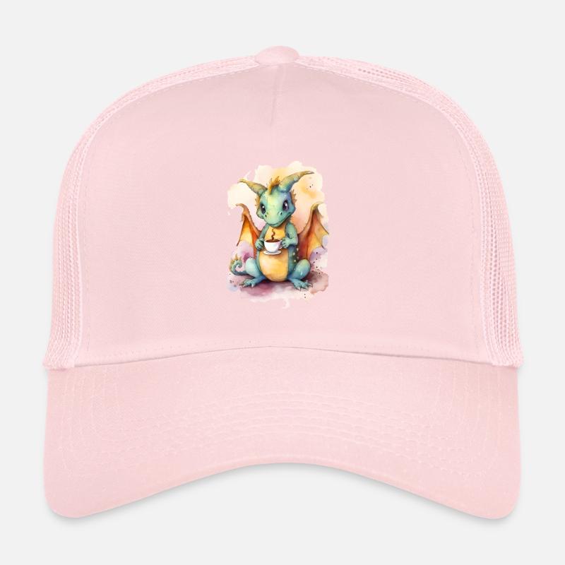 Dragon with coffee watercolor style Trucker Cap