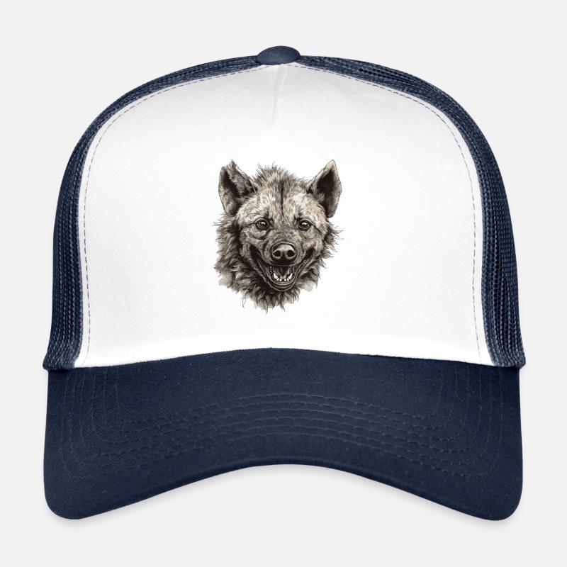 Hyäne Hyänenkopf Wild Afrika Wildnis - Trucker Cap - Weiß/Navy