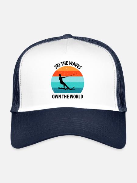 Ski nautique, ski nautique, skieurs nautiques - Casquette trucker  - blanc/marine - Devant