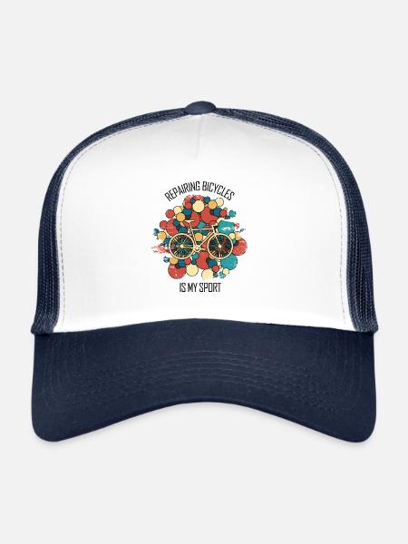 Réparation de vélos Mécanicien de vélos Mécanicien de vélos - Casquette trucker  - blanc/marine - Devant