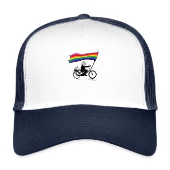 Olas gegen rechts - Trucker Cap - Weiß/Navy - Vorne