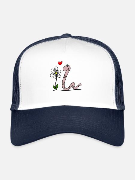 Ver avec fleur - Casquette trucker  - blanc/marine - Devant