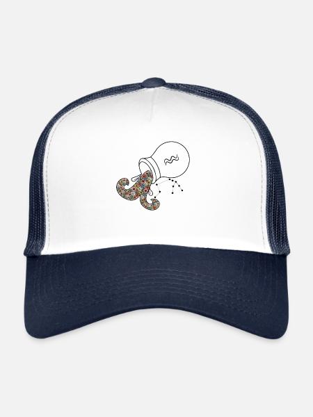 Zodiac Flower Retro - Trucker Cap - white/navy - Front