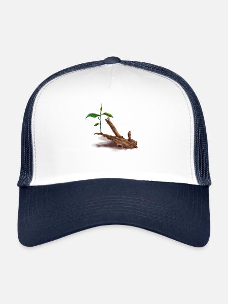 Plant on a tree trunk, aquarium, aquarium - Trucker Cap - white/navy - Front