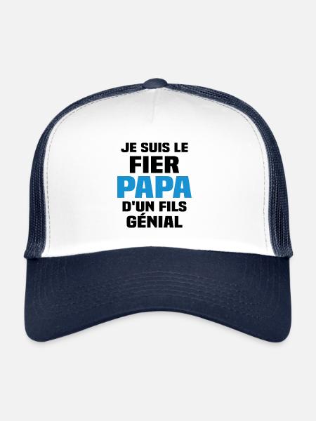 Je suis le fier papa d'un fils génial - Casquette trucker  - blanc/marine - Devant