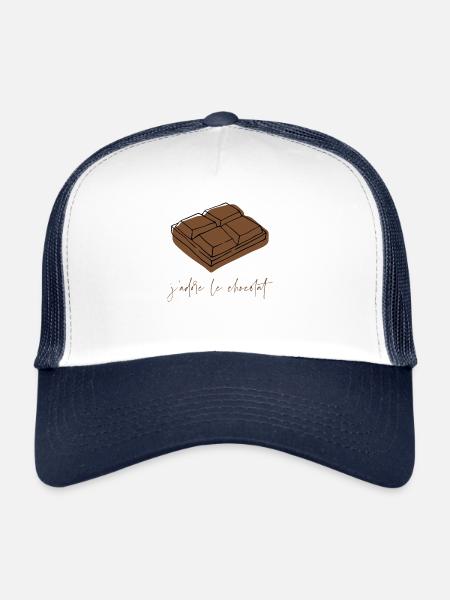J'adore le chocolat - Casquette trucker  - blanc/marine - Devant