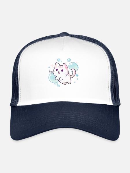 Cute cat - tender and adorable design - Trucker Cap - white/navy - Front