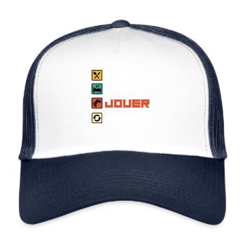 Manger dormir jouer reprendre - Casquette trucker  - blanc/marine - Devant