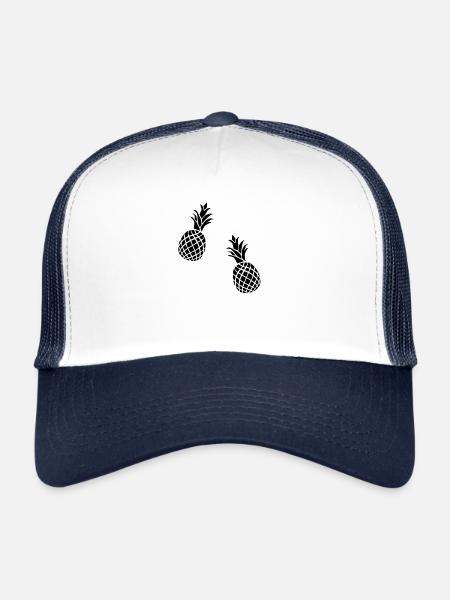 Silhouette d'ananas - Casquette trucker  - blanc/marine - Devant