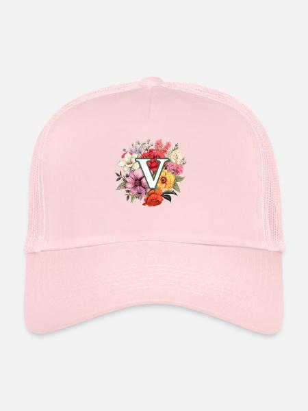 V Monogram Bouquet - Trucker Cap - pale pink - Front