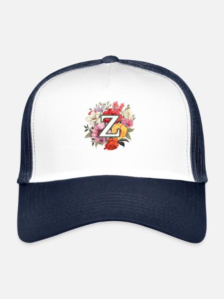 Z Monogram Bouquet - Trucker Cap - white/navy - Front