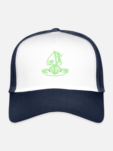 2 enfants Plaisir de la voile Deux frères et sœurs Amis Équipe - Casquette trucker  - blanc/marine - Devant