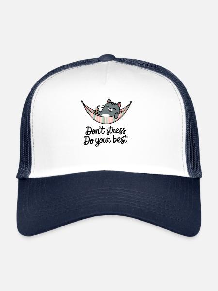 Chill Cat Hammock Vibes - Trucker Cap - white/navy - Front