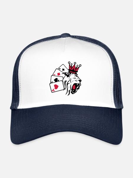 roi poker lion 1 - Casquette trucker  - blanc/marine - Devant