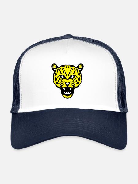 tete leopards animaux sauvage - Casquette trucker  - blanc/marine - Devant