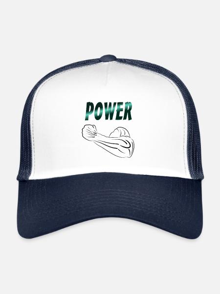 puissance - Casquette trucker  - blanc/marine - Devant
