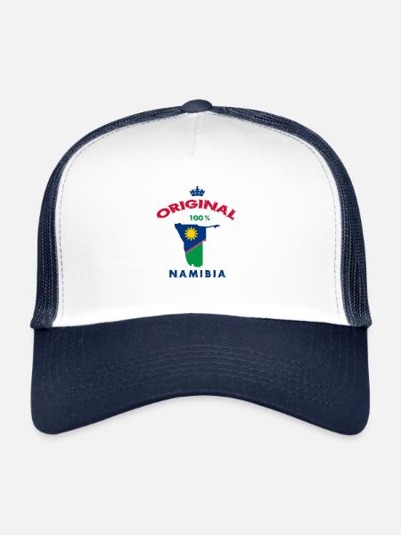 Design original 100 % drapeau de la Namibie - Casquette trucker  - blanc/marine - Devant